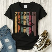 Retro Zeppelin 70s 80s Dirigible Airship Zepelin Zepplin Womens T-Shirt