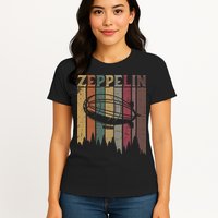 Retro Zeppelin 70s 80s Dirigible Airship Zepelin Zepplin Womens T-Shirt