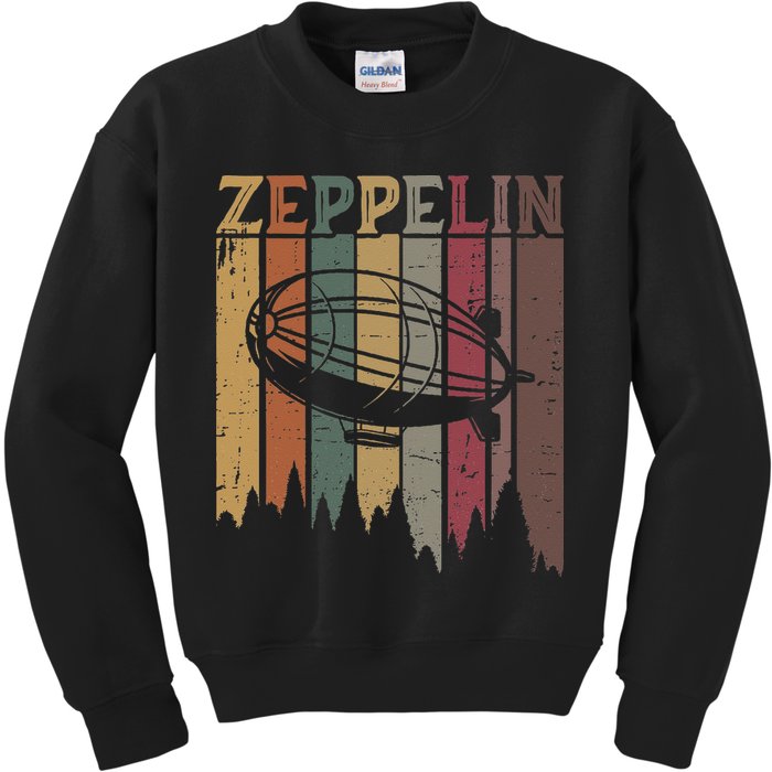 Retro Zeppelin 70s 80s Dirigible Airship Zepelin Zepplin Kids Sweatshirt