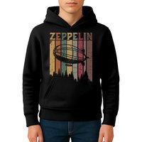 Retro Zeppelin 70s 80s Dirigible Airship Zepelin Zepplin Kids Hoodie
