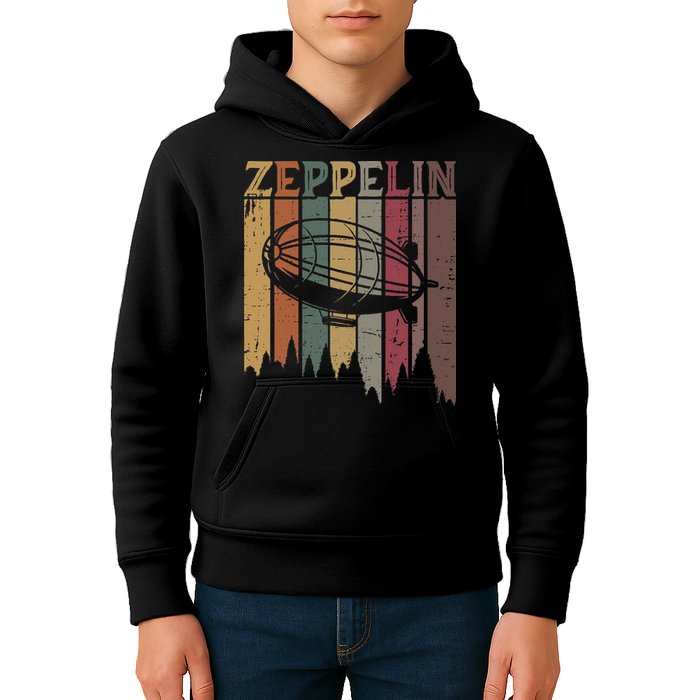Retro Zeppelin 70s 80s Dirigible Airship Zepelin Zepplin Kids Hoodie