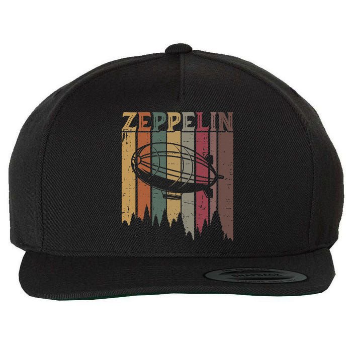 Retro Zeppelin 70s 80s Dirigible Airship Zepelin Zepplin Wool Snapback Cap