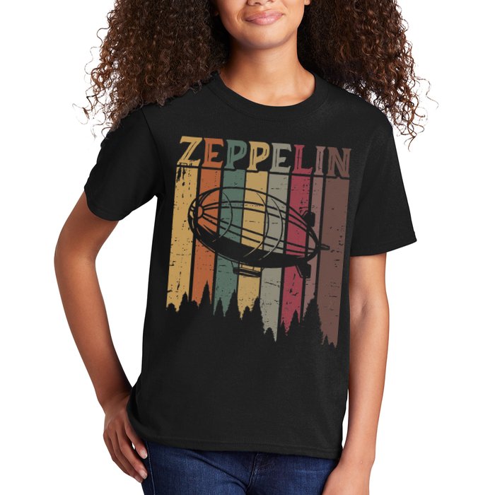 Retro Zeppelin 70s 80s Dirigible Airship Zepelin Zepplin Kids T-Shirt