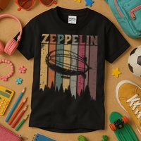 Retro Zeppelin 70s 80s Dirigible Airship Zepelin Zepplin Kids T-Shirt