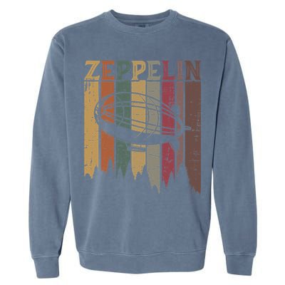 Retro Zeppelin 70s 80s Dirigible Airship Zepelin Zepplin Garment-Dyed Sweatshirt