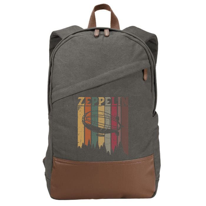 Retro Zeppelin 70s 80s Dirigible Airship Zepelin Zepplin Cotton Canvas Backpack