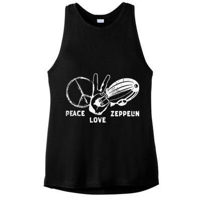 Retro Zeppelin 70s 80s Dirigible Airship Zepelin Zepplin Ladies PosiCharge Tri-Blend Wicking Tank