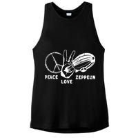 Retro Zeppelin 70s 80s Dirigible Airship Zepelin Zepplin Ladies PosiCharge Tri-Blend Wicking Tank