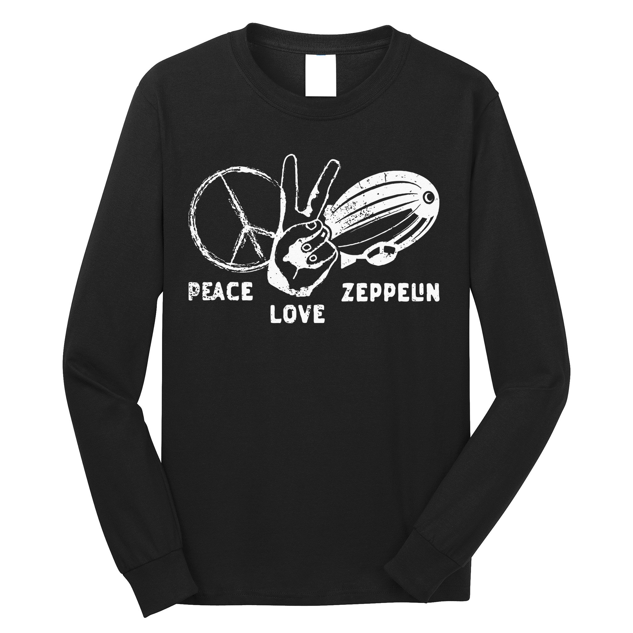 Retro Zeppelin 70s 80s Dirigible Airship Zepelin Zepplin Long Sleeve Shirt