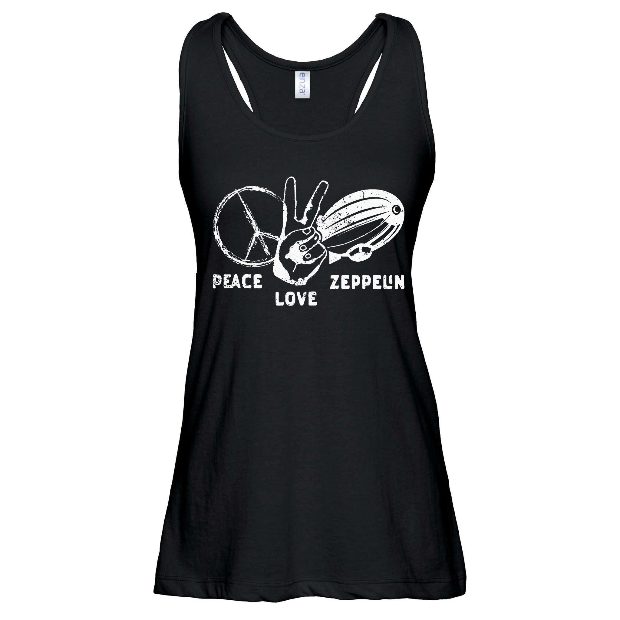 Retro Zeppelin 70s 80s Dirigible Airship Zepelin Zepplin Ladies Essential Flowy Tank