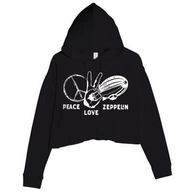 Retro Zeppelin 70s 80s Dirigible Airship Zepelin Zepplin Crop Fleece Hoodie