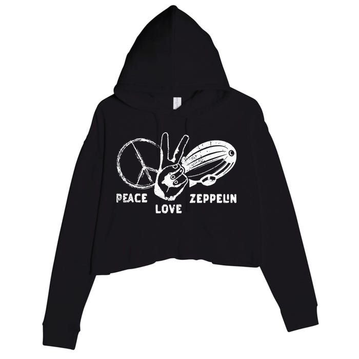 Retro Zeppelin 70s 80s Dirigible Airship Zepelin Zepplin Crop Fleece Hoodie