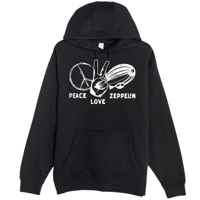 Retro Zeppelin 70s 80s Dirigible Airship Zepelin Zepplin Premium Pullover Hoodie