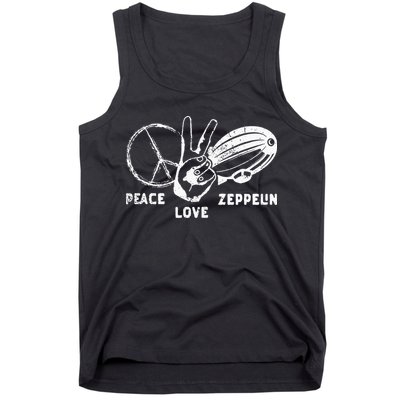 Retro Zeppelin 70s 80s Dirigible Airship Zepelin Zepplin Tank Top