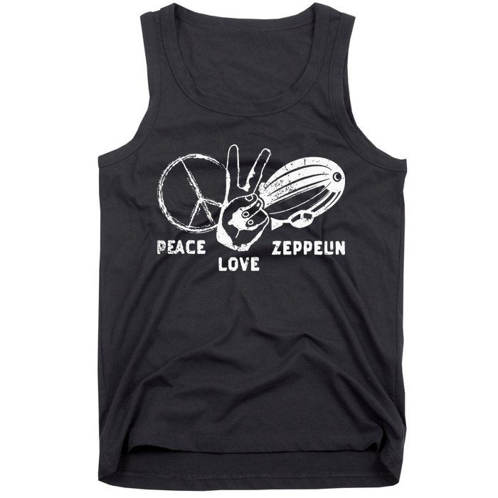 Retro Zeppelin 70s 80s Dirigible Airship Zepelin Zepplin Tank Top