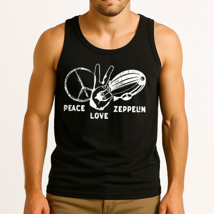 Retro Zeppelin 70s 80s Dirigible Airship Zepelin Zepplin Tank Top