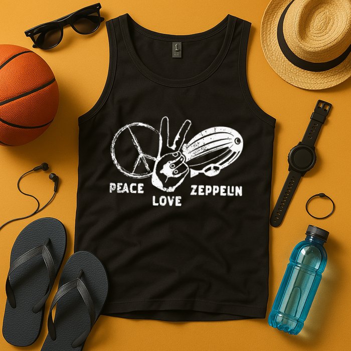 Retro Zeppelin 70s 80s Dirigible Airship Zepelin Zepplin Tank Top