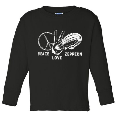 Retro Zeppelin 70s 80s Dirigible Airship Zepelin Zepplin Toddler Long Sleeve Shirt
