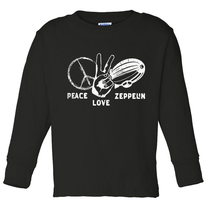 Retro Zeppelin 70s 80s Dirigible Airship Zepelin Zepplin Toddler Long Sleeve Shirt