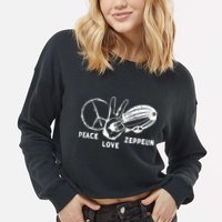 Retro Zeppelin 70s 80s Dirigible Airship Zepelin Zepplin Cropped Pullover Crew