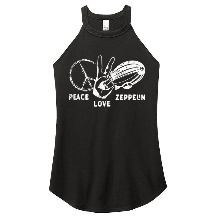 Retro Zeppelin 70s 80s Dirigible Airship Zepelin Zepplin Women's Perfect Tri Rocker Tank