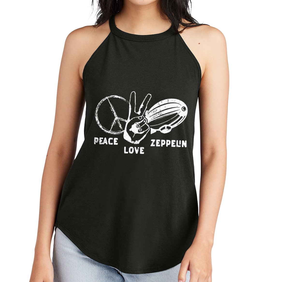 Retro Zeppelin 70s 80s Dirigible Airship Zepelin Zepplin Women's Perfect Tri Rocker Tank
