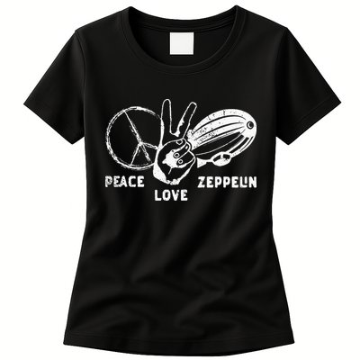 Retro Zeppelin 70s 80s Dirigible Airship Zepelin Zepplin Womens T-Shirt