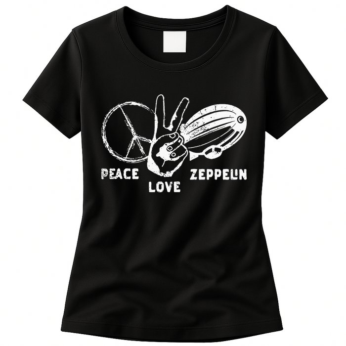 Retro Zeppelin 70s 80s Dirigible Airship Zepelin Zepplin Womens T-Shirt