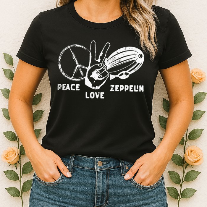 Retro Zeppelin 70s 80s Dirigible Airship Zepelin Zepplin Womens T-Shirt
