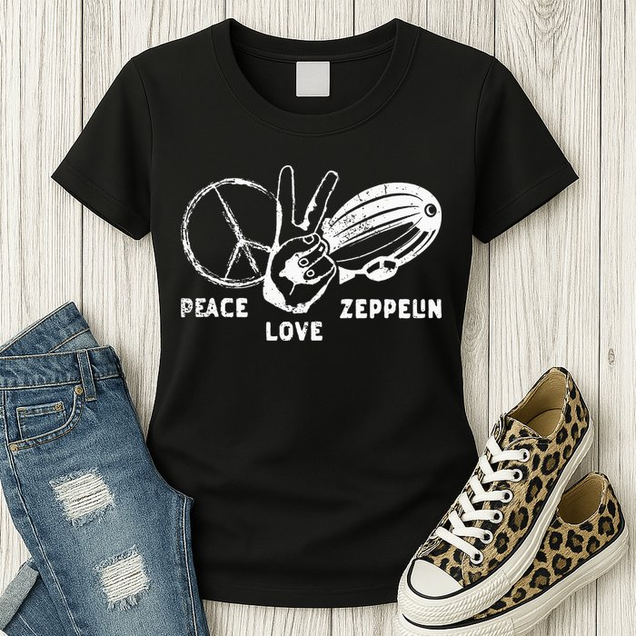 Retro Zeppelin 70s 80s Dirigible Airship Zepelin Zepplin Womens T-Shirt