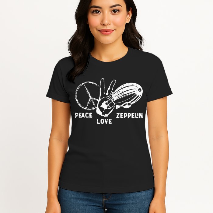 Retro Zeppelin 70s 80s Dirigible Airship Zepelin Zepplin Womens T-Shirt