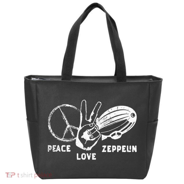 Retro Zeppelin 70s 80s Dirigible Airship Zepelin Zepplin Zip Tote Bag