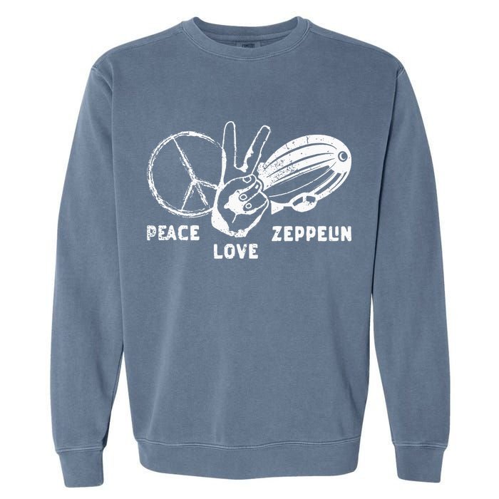 Retro Zeppelin 70s 80s Dirigible Airship Zepelin Zepplin Garment-Dyed Sweatshirt