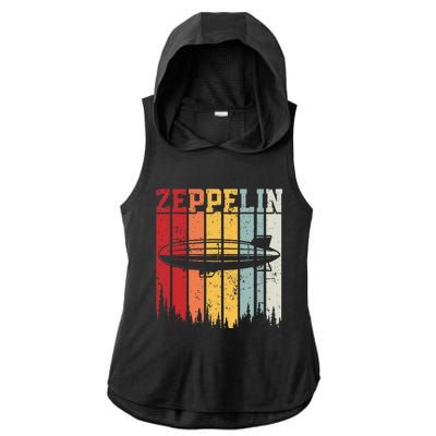 Retro Zeppelin 70s 80s Dirigible Airship Zepelin Zepplin Ladies PosiCharge Tri-Blend Wicking Draft Hoodie Tank