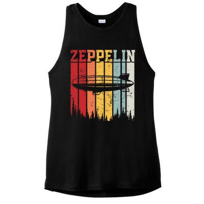 Retro Zeppelin 70s 80s Dirigible Airship Zepelin Zepplin Ladies PosiCharge Tri-Blend Wicking Tank