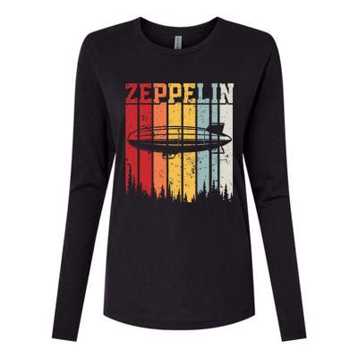 Retro Zeppelin 70s 80s Dirigible Airship Zepelin Zepplin Womens Cotton Relaxed Long Sleeve T-Shirt