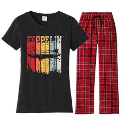 Retro Zeppelin 70s 80s Dirigible Airship Zepelin Zepplin Women's Flannel Pajama Set