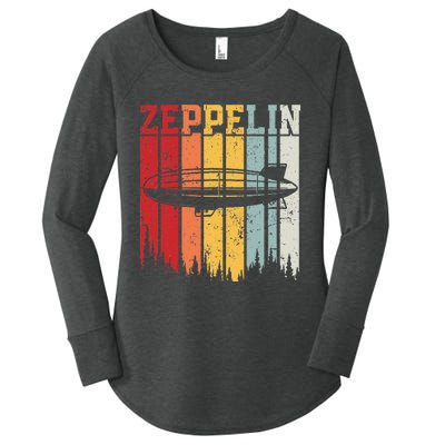 Retro Zeppelin 70s 80s Dirigible Airship Zepelin Zepplin Women's Perfect Tri Tunic Long Sleeve Shirt