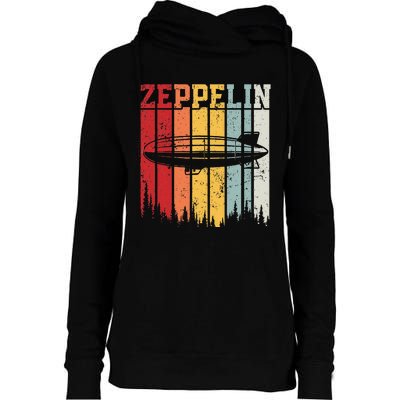 Retro Zeppelin 70s 80s Dirigible Airship Zepelin Zepplin Womens Funnel Neck Pullover Hood