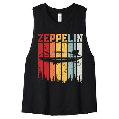 Retro Zeppelin 70s 80s Dirigible Airship Zepelin Zepplin Women's Racerback Cropped Tank