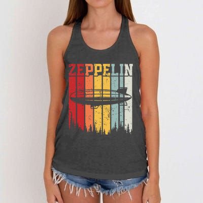 Retro Zeppelin 70s 80s Dirigible Airship Zepelin Zepplin Women's Knotted Racerback Tank