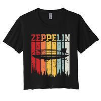 Retro Zeppelin 70s 80s Dirigible Airship Zepelin Zepplin Women's Crop Top Tee