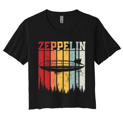 Retro Zeppelin 70s 80s Dirigible Airship Zepelin Zepplin Women's Crop Top Tee