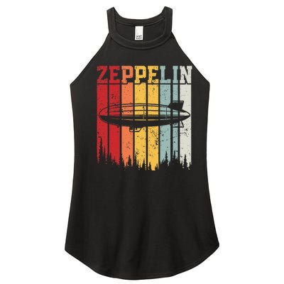 Retro Zeppelin 70s 80s Dirigible Airship Zepelin Zepplin Women's Perfect Tri Rocker Tank