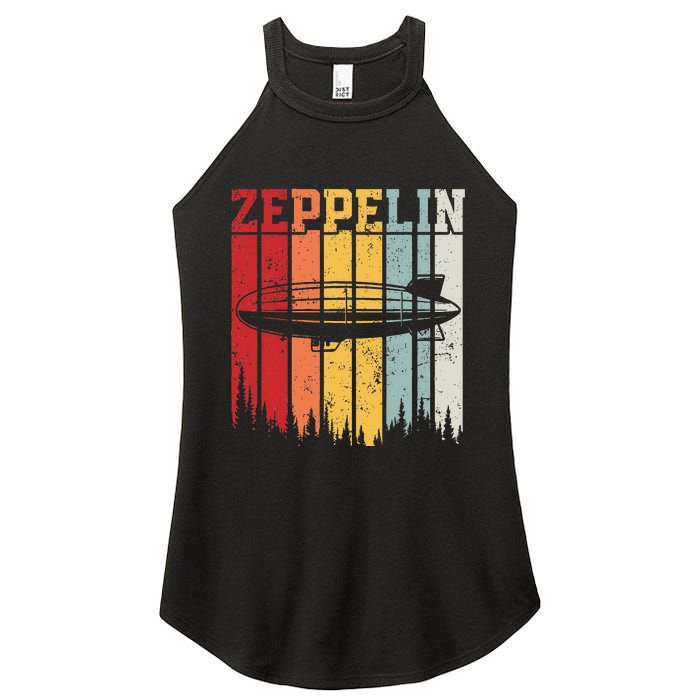 Retro Zeppelin 70s 80s Dirigible Airship Zepelin Zepplin Women's Perfect Tri Rocker Tank