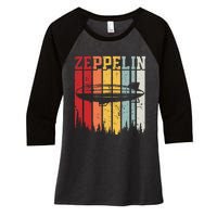 Retro Zeppelin 70s 80s Dirigible Airship Zepelin Zepplin Women's Tri-Blend 3/4-Sleeve Raglan Shirt