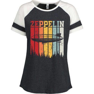 Retro Zeppelin 70s 80s Dirigible Airship Zepelin Zepplin Enza Ladies Jersey Colorblock Tee