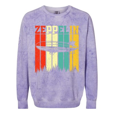 Retro Zeppelin 70s 80s Dirigible Airship Zepelin Zepplin Colorblast Crewneck Sweatshirt