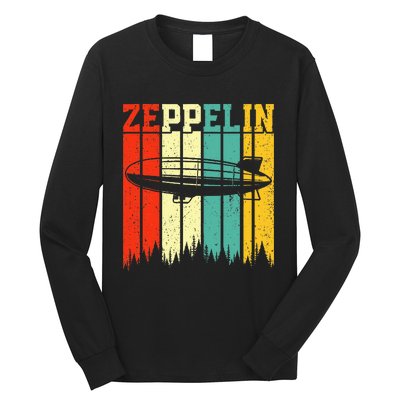 Retro Zeppelin 70s 80s Dirigible Airship Zepelin Zepplin Long Sleeve Shirt