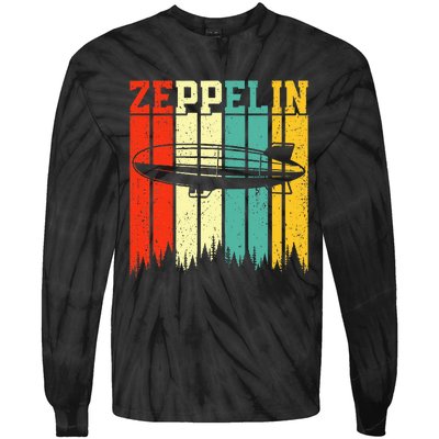 Retro Zeppelin 70s 80s Dirigible Airship Zepelin Zepplin Tie-Dye Long Sleeve Shirt